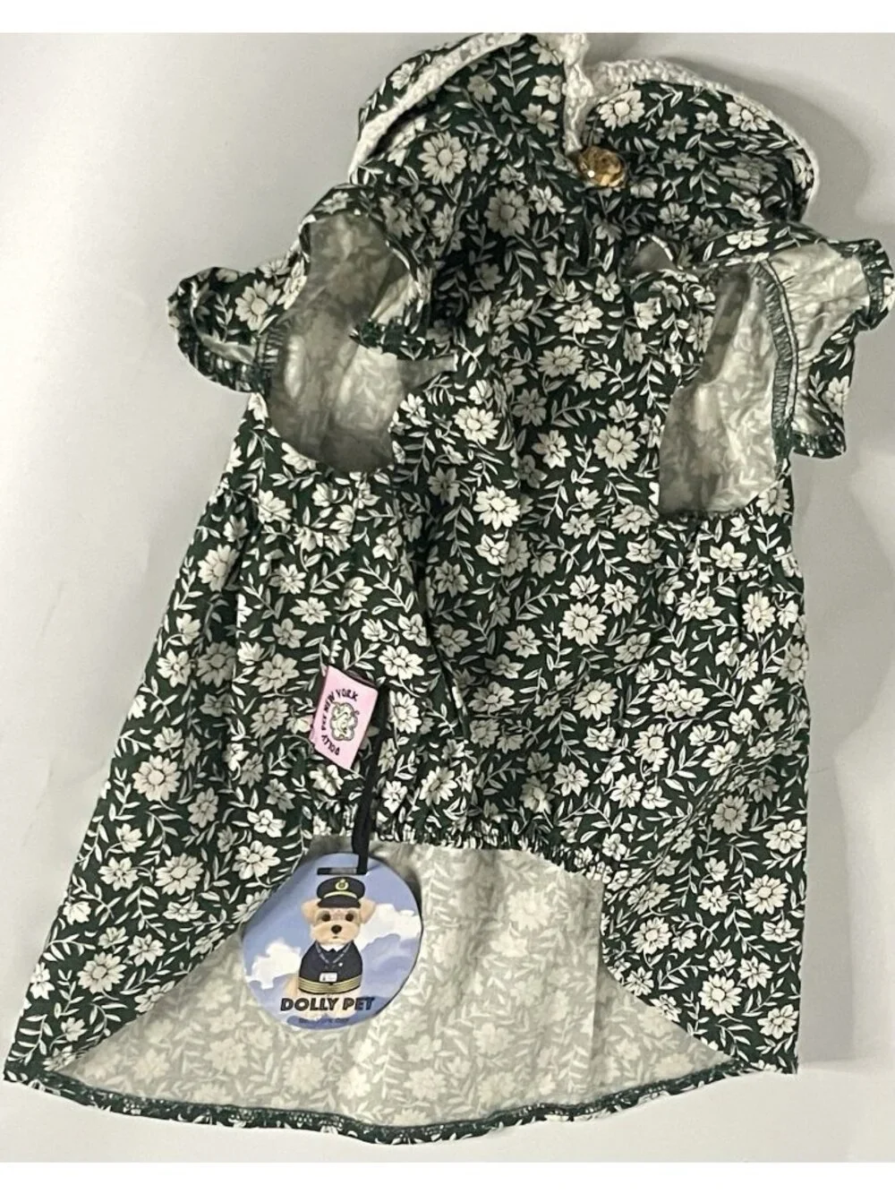 Dolly Pet New York Leafy Bloom Dog Dress Green Floral Lace NWT 13.25 in Est S/M